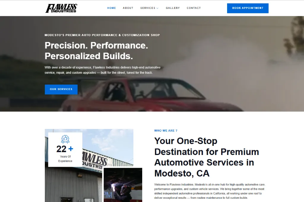 Flawless Industries website homepage