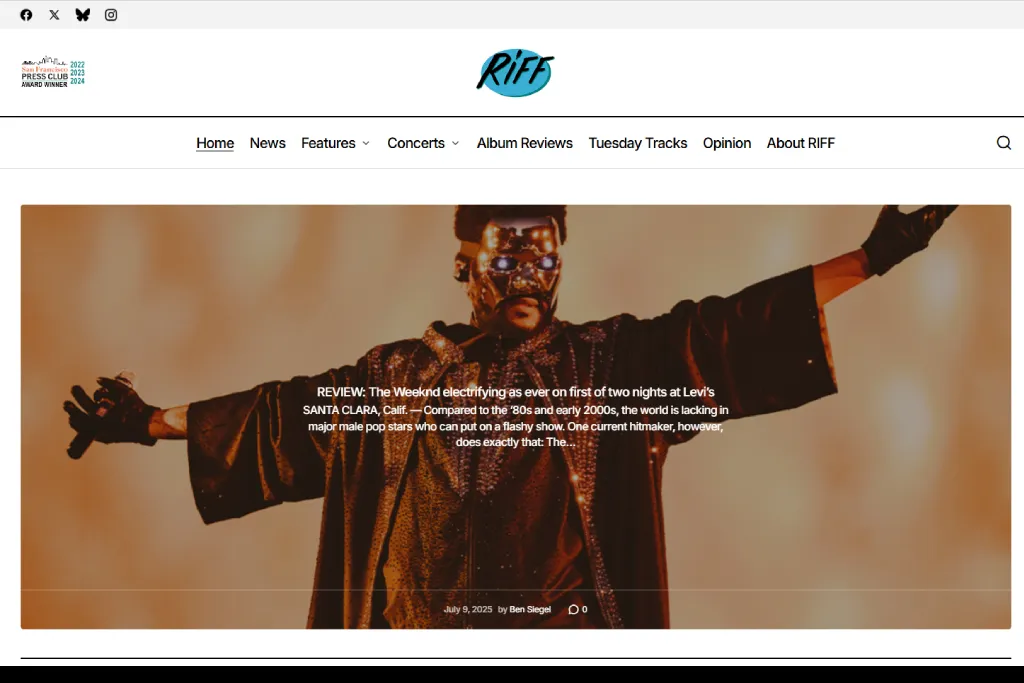 RIFF Magazine website homepage